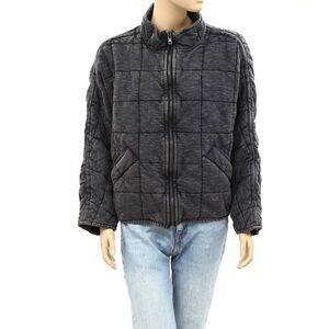 Free People Dolman Quilted Knit Jacket Top Oversized Zipper Slouchy S 286308